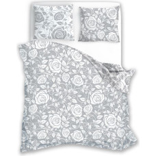 Mikrošķiedras gultasveļa 220x200 Harmony 4 pelēkas baltas rožu lapas