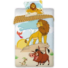Kokvilnas gultas veļa 140x200 The Lion King 9340 Mufasa Simba Timon Pumba spilvendrāna 50x70 bērnu jaunieši