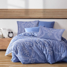 Satīna gultas veļa 200x220 Rovi 1 zili ornamenti Exclusive 3