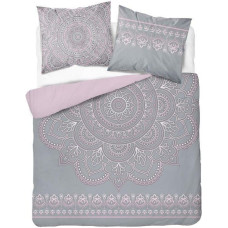 Kokvilnas gultas veļa 220x200 Rozetes pelēki rozā 4317 A Home 130