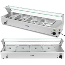 Royal Catering Bain marie elektriskais sildītājs ar krānu un vāku 1800 W 4x GN 1/2 dziļums 100mm 24L