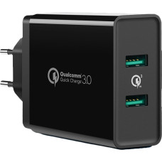 Ugreen 2x USB-A 36W QC3.0 telefona lādētājs - melns