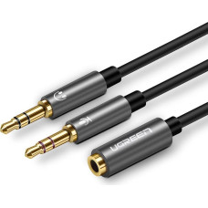 Ugreen AUX 3,5 mm mini ligzdas sadalītāja adapteris mikrofonam un austiņām, melns