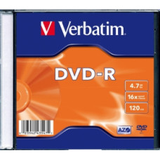 Verbatim Matricas DVD-R AZO 4.7GB 16x Colour Papildus Aizsardzība | Slim iepakojums