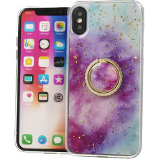 Fusion Marble Ring Back Case Silikona Aizsargapvalks Priekš Apple iPhone 11 Pro Violets - Zils