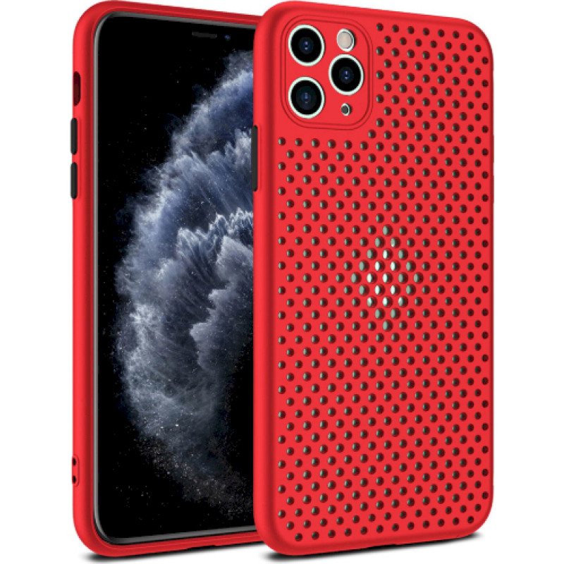 Fusion Breathe Case Silikona Aizsargapvalks Priekš Apple iPhone 12 Pro Max Sarkans