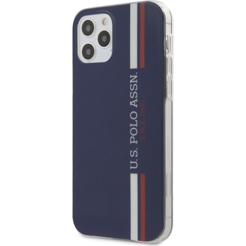 U.S. Polo USHCP12MPCUSSNV Tricolor Vertical Stripes Cover Aizsargapvalks Apple iPhone 12 | 12 Pro Zils