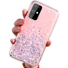 Fusion Glue Glitter Back Case Silikona Aizsargapvalks Apple iPhone 12 Pro Max Rozā