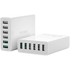 BlitzWolf BW-S15 Tīkla Lādētājs 6 x USB | 60W | 4.8A | Quick Charge 3.0 Balts