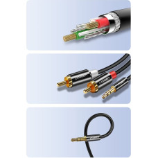 UGREEN AV116 3,5 mm Jack uz 2RCA (Cinch) kabelis 2m melns (AV116 10584)