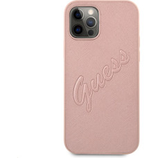 GUHCP12MRSAVSRG Guess PU Saffiano Vintage Script Case for iPhone 12|12 Pro Rose Gold