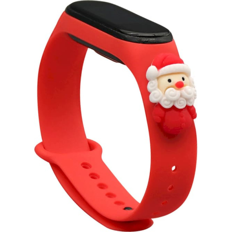 Fusion Xmas Santa 2 siksniņa pulkstenim Xiaomi Mi Band 3 | 4 sarkans