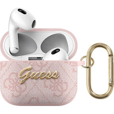 GUA34GSMP Guess 4G Script PC|PU silikona aizsargapvalks austiņām Apple Airpods 3 rozā