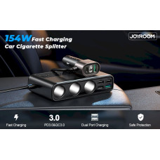 Joyroom JR-CL06 Multi 3 Sockets and 5 Ports Car Charger Black