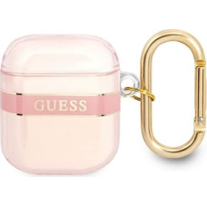 Guess TPU Printed Stripe Case for Airpods 1|2 Pink