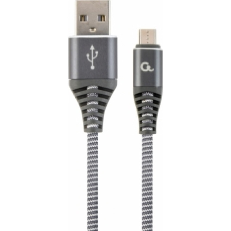 Gembird USB Male - Micro USB Male Premium cotton braided 2m Space Grey|White