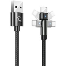 USAMS Kabel pleciony obrotowy U60 2A USB-C czarny|black 1m SJ477USB01 (US-SJ477)