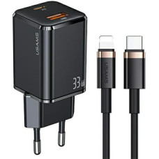 USAMS Ład. siec. 1xUSB-C+1xUSB T43 33W PD3.0 +QC3.0  + kabel U63 USB-C na lightning czarny|black USKTZ01