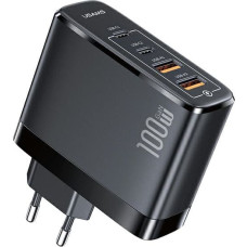 USAMS CC145TC01 lādētājs 2xUSB-C| 2xUSB |100W|PD3.0 +QC3.0 | melns