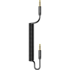 USAMS Adapter Spring audio jack 3,5mm -3,5mm 1,2m czarny|black SJ256YP01 (US-SJ256)