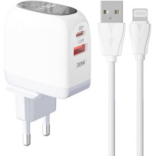 Wall charger  LDNIO A2522C USB, USB-C 30W + Lightning cable