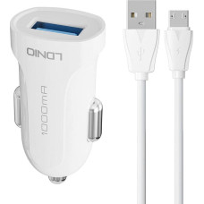 Car charger LDNIO DL-C17, 1x USB, 12W + Micro USB cable (white)