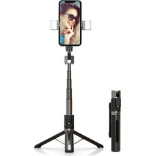 Selfie Stick - with detachable bluetooth remote control, tripod and 2 LED lights - P96D-2 BLACK