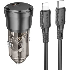 Borofone Car charger BZ24 Clever - Type C - QC 3.0 PD 20W with Type C to Lightning cable black