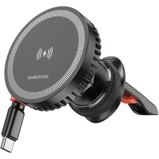 Borofone Car holder BH208 Mona magnetic with induction charging with Type C cable to air vent black