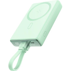 Powerbank Joyroom JR-PBM01 magnetic 10000mAh 20W with stand + Lightning cable - USB-C - green