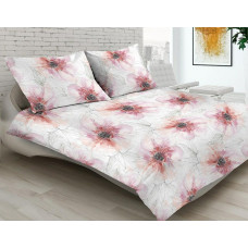 Satīna gultasveļa 220x200 17A Premium Laudena gaiši rozā ziedi