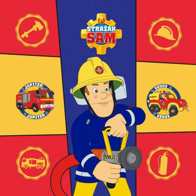 Burvju dvielis 30x30 Fireman Sam 0341 kokvilnas bērnu dvielis bērnudārzam 057 Fireman Sam