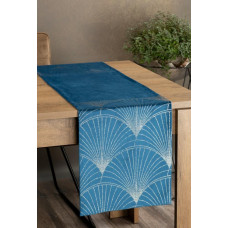 Galda celiņš 35x180 Blink 14 tumši zila zelta velūra ventilatori