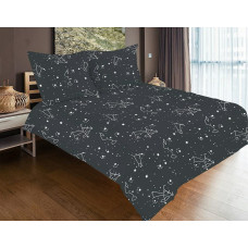 Satīna gultas veļa 220x200 melni balts zodiaka zvaigznājs SE-53A Exclusive 2