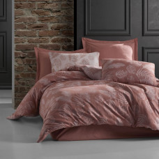 Kokvilnas gultas veļa 220x200 bahamu pulveris rozā lapas žakarda Cottonlove Jacquard