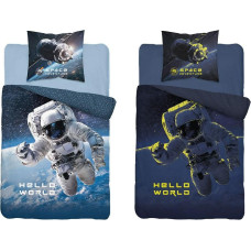 Tumsā mirdzoša gultas veļa 140x200 kosmonauts 4025 A kokvilna Fluo 133