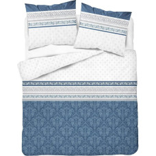 Kokvilnas gultas veļa 220x200 glamūra ornamenti tumši zila 3839 B Kokvilna 88