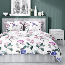Satīna gultasveļa 160x200 violeti ziedi 4242 B Home Satin 11
