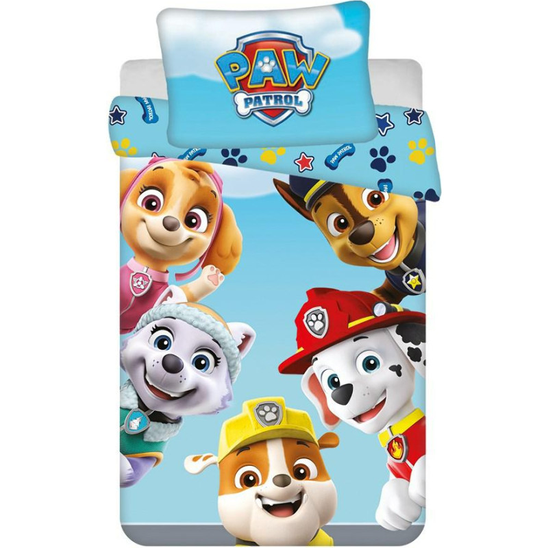 Kokvilnas gultas veļa 100x135 Paw Patrol Paw Pieski 8235 bērnu gultas spilvendrānai 40x60 JF 02