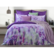 Satīna gultas veļa 220x200 Violeta lavandas Lusso D22 spilvendrānas 2x70/80 2x50/60 pieguļošs palags 220x240