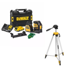 Dewalt-Maszyny uzlādējams šķērslīniju lāzers, zaļš Li-Ion 10.8V/1x2.0Ah + statīvs [DCE088D1G18-QW+DE0881T]]