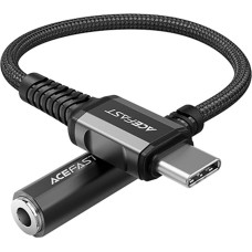 Acefast AUX USB-C līdz 3,5 mm mini ligzdai 18 cm audio austiņu adapteris, melns