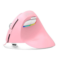 Wireless Vertical Mouse Delux M618Mini DB BT+2.4G 2400DPI (pink)