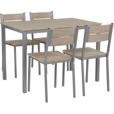 Beliani Zestaw do jadalni stół i 4 krzesła jasne drewno z białym BLUMBERG