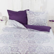 Satīna gultas veļa 160x200 Prestige 26 18804/1 balta violeta rozete