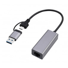 Adapteris Gembird USB 3.1 + Type-C Gigabit Network Adapter Space Grey