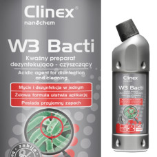 Clinex Baktericīds šķidrums vannas istabu un sanitāro ierīču dezinfekcijai un fumigācijai W3 Bacti 1L