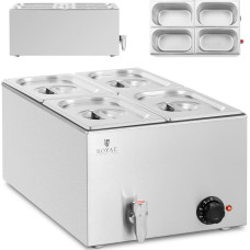 Royal Catering Bain marie elektriskais sildītājs ar krānu 4 x GN 1/4 600 W