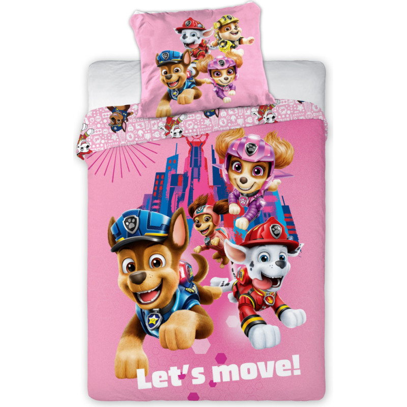 Kokvilnas gultas veļa 100x135 Paw Patrol Paw 2232 team rozā spilvendrāna 40x60 bērnu gultai 23