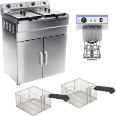 Royal Catering Divu kameru fritieris ar skapi 400V - 2x10L